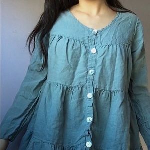 Sage Green Flowy Short Dress/Long Shirt